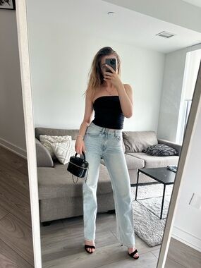 H&M Light Blue High-Rise Straight Jeans